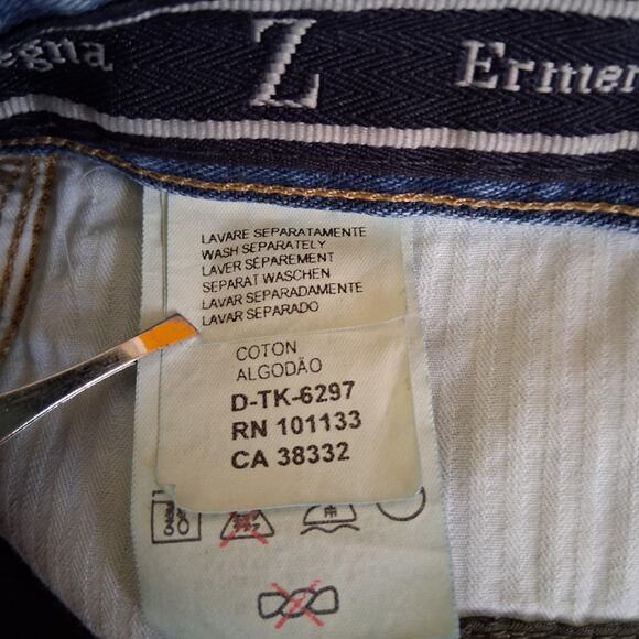 Ermenegildo Zegna Medium Dark Blue Jeans size 40 Made In Italy High rise luxury - Picture 10 of 13